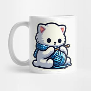 knitting kittty shirt Mug